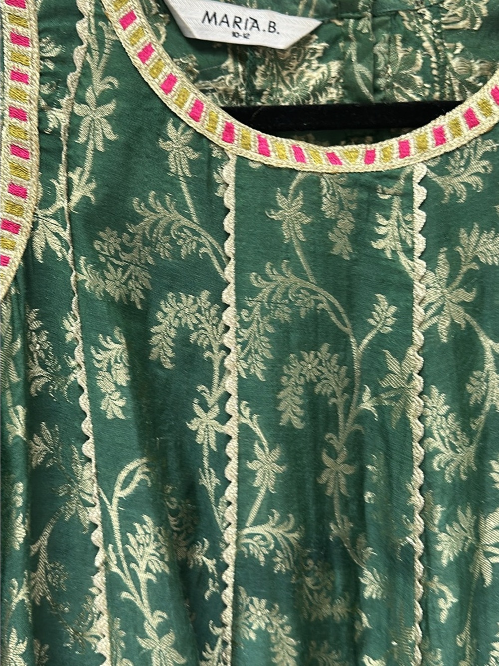 Maria B. Girls' Emerald Tunic with Gold Embroidery